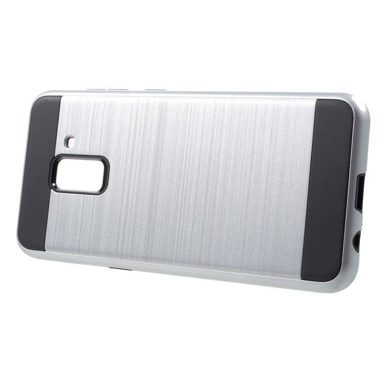 Brushed TPU+PC Hybrid Phone Shell for Samsung Galaxy A8 (2018) - Silver-3