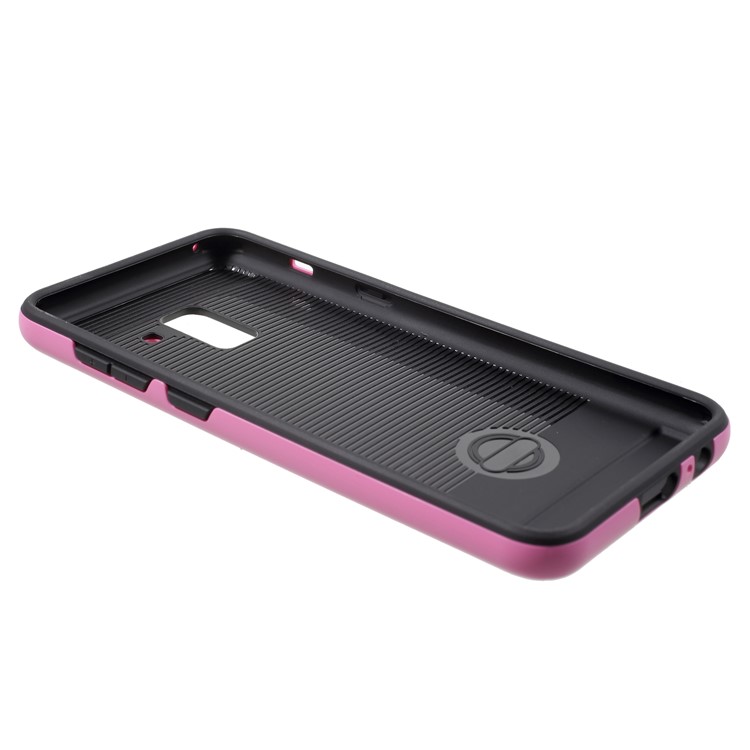 For Samsung Galaxy A8 (2018) Brushed TPU+PC Hybrid Case Phone Accessory - Pink-3