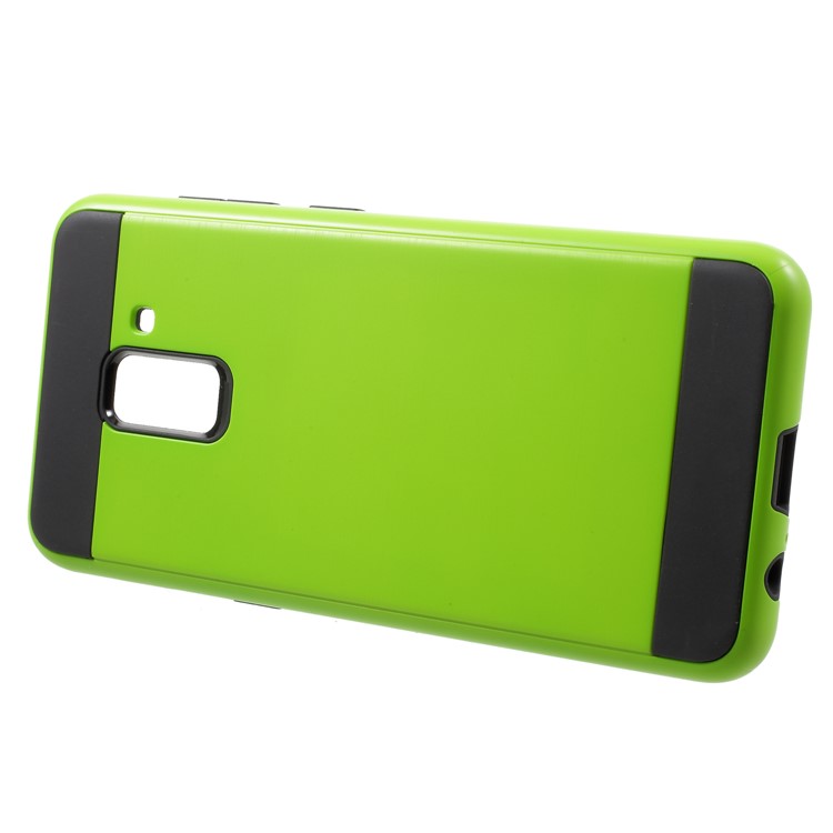 Brushed TPU+PC Hybrid Back Cover Shell for Samsung Galaxy A8 (2018) - Light Green-2