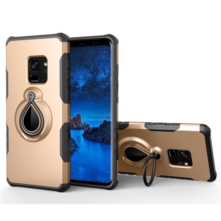

For Samsung Galaxy S9 360° Rotating Kickstand PC + TPU Hybrid Cover (Built-in Metal Sheet) - Gold