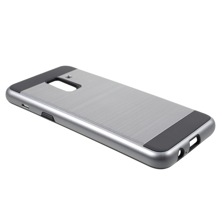 Brushed TPU + PC Hybrid Phone Casing for Samsung Galaxy A8+ (2018) - Grey-2
