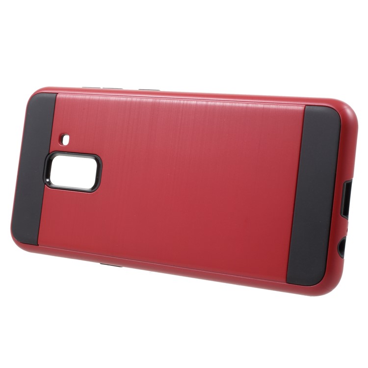 Brushed TPU + PC Hybrid Mobile Phone Case for Samsung Galaxy A8+ (2018) - Red-2
