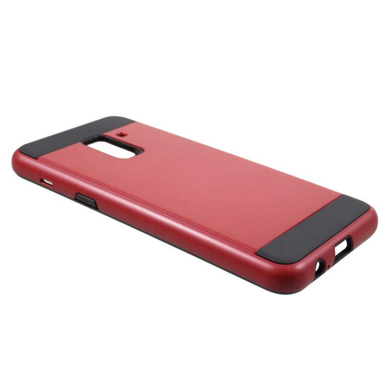Brushed TPU + PC Hybrid Mobile Phone Case for Samsung Galaxy A8+ (2018) - Red-3