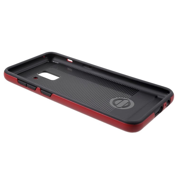 Brushed TPU + PC Hybrid Mobile Phone Case for Samsung Galaxy A8+ (2018) - Red-4