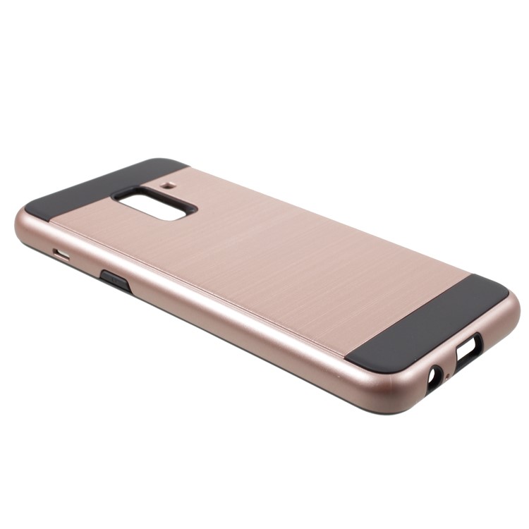 Brushed TPU + PC Hybrid Mobile Phone Cover for Samsung Galaxy A8+ (2018) - Rose Gold-3