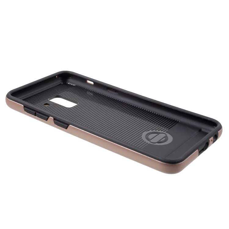 Brushed TPU + PC Hybrid Mobile Phone Cover for Samsung Galaxy A8+ (2018) - Rose Gold-4