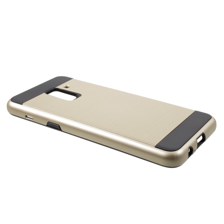 Brushed TPU + PC Hybrid Cell Phone Cover for Samsung Galaxy A8+ (2018) - Gold-3