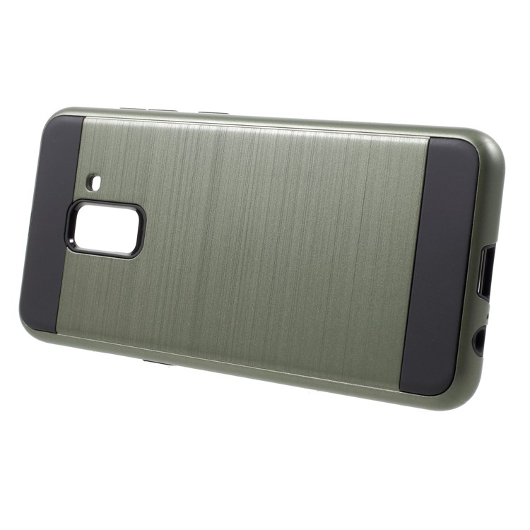 Brushed TPU + PC Hybrid Back Casing for Samsung Galaxy A8+ (2018) - Army Green-2