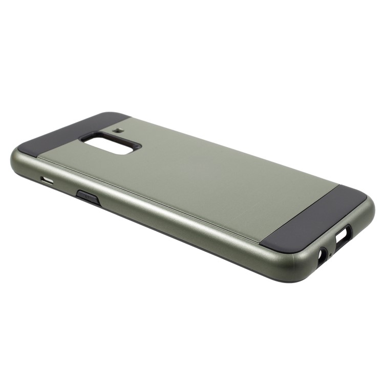 Brushed TPU + PC Hybrid Back Casing for Samsung Galaxy A8+ (2018) - Army Green-3