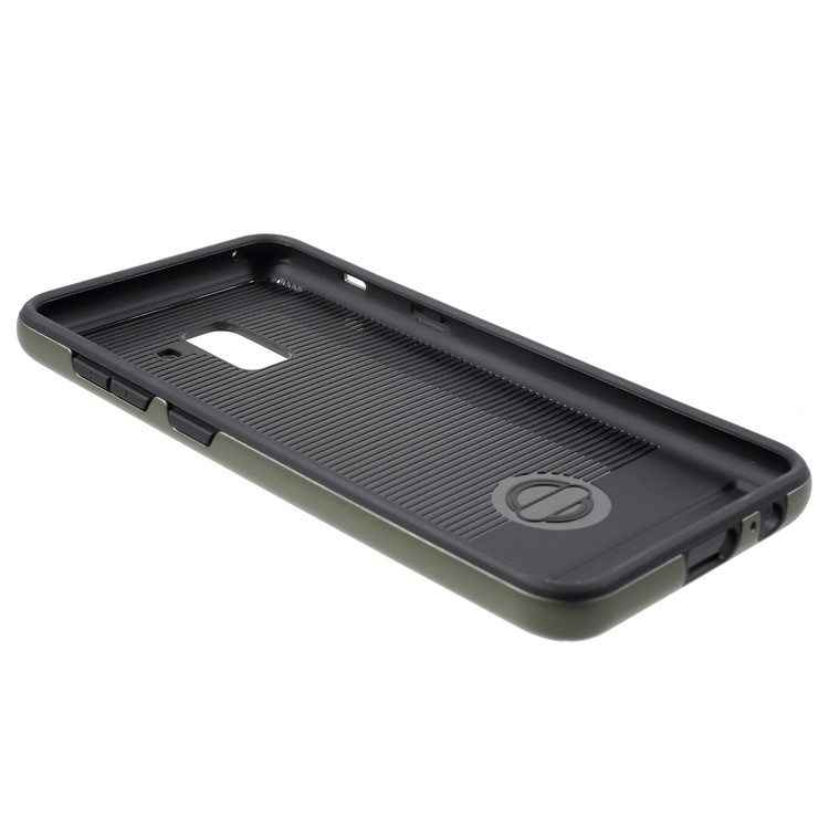 Brushed TPU + PC Hybrid Back Casing for Samsung Galaxy A8+ (2018) - Army Green-4