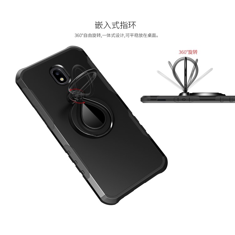 360° Rotating Kickstand PC + TPU Hybrid Case for Samsung Galaxy J5 (2017) EU Version / J5 Pro (2017) (Built-in Metal Sheet) - Black-2