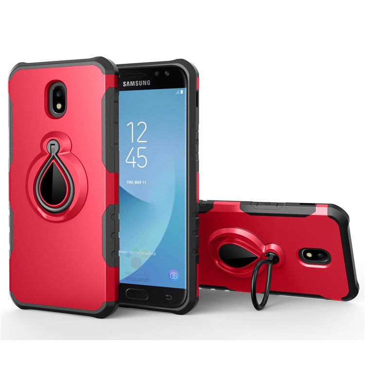 360° Rotating Kickstand PC + TPU Hybrid Mobile Phone Case for Samsung Galaxy J5 (2017) EU Version / J5 Pro (2017) (Built-in Metal Sheet) - Red-1
