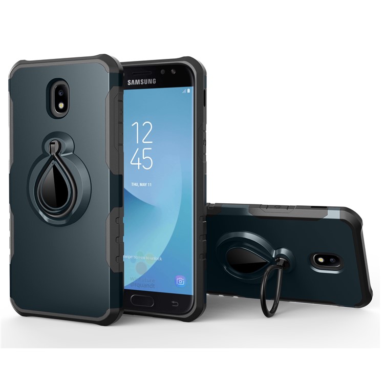 360° Rotating Kickstand PC + TPU Hybrid Back Case for Samsung Galaxy J5 (2017) EU Version / J5 Pro (2017) (Built-in Metal Sheet) - Dark Blue-1