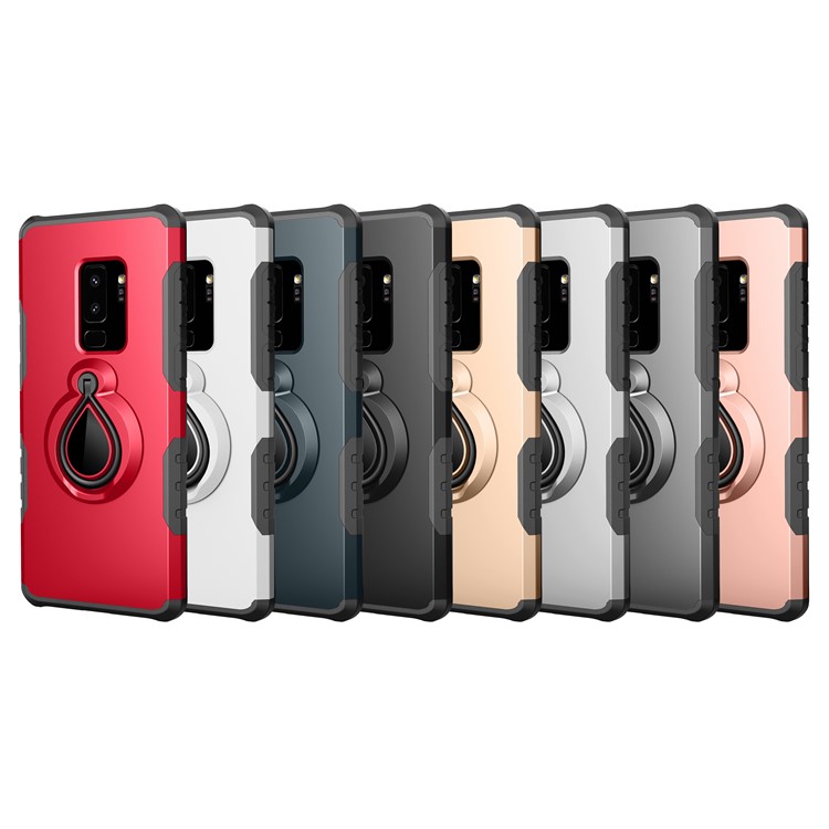 360° Rotating Kickstand PC + TPU Hybrid Case for Samsung Galaxy S9+ G965 (Built-in Metal Sheet) - Black-10