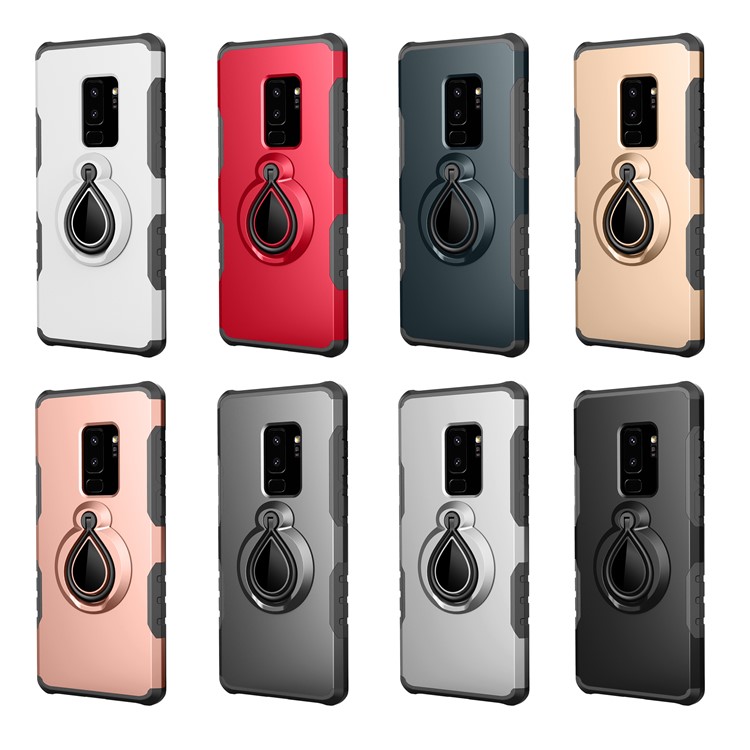 360° Rotating Kickstand PC + TPU Hybrid Case for Samsung Galaxy S9+ G965 (Built-in Metal Sheet) - Black-11
