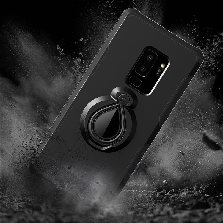 360° Rotating Kickstand PC + TPU Hybrid Case for Samsung Galaxy S9+ G965 (Built-in Metal Sheet) - Black-7