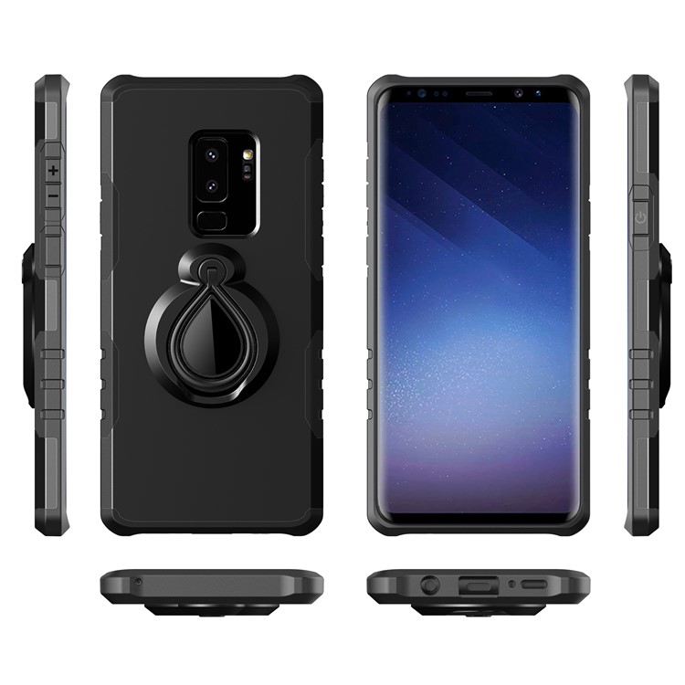 360° Rotating Kickstand PC + TPU Hybrid Case for Samsung Galaxy S9+ G965 (Built-in Metal Sheet) - Black-8
