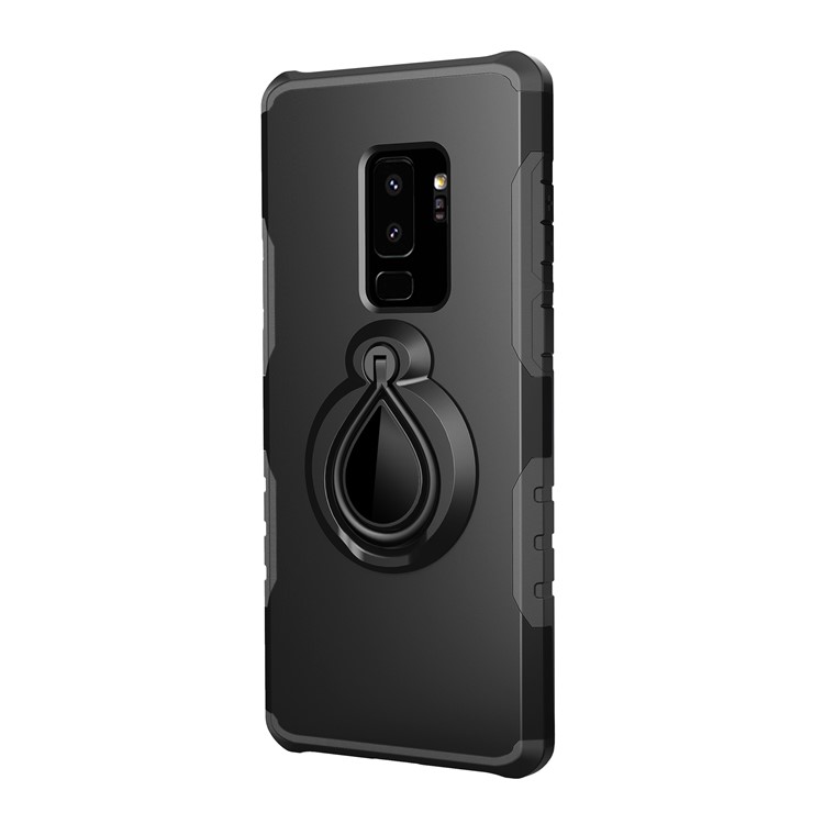360° Rotating Kickstand PC + TPU Hybrid Case for Samsung Galaxy S9+ G965 (Built-in Metal Sheet) - Black-9