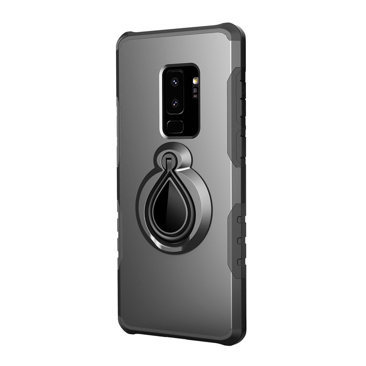 360° Rotating Kickstand PC + TPU Hybrid Casing for Samsung Galaxy S9+ G965 (Built-in Metal Sheet) - Grey-2