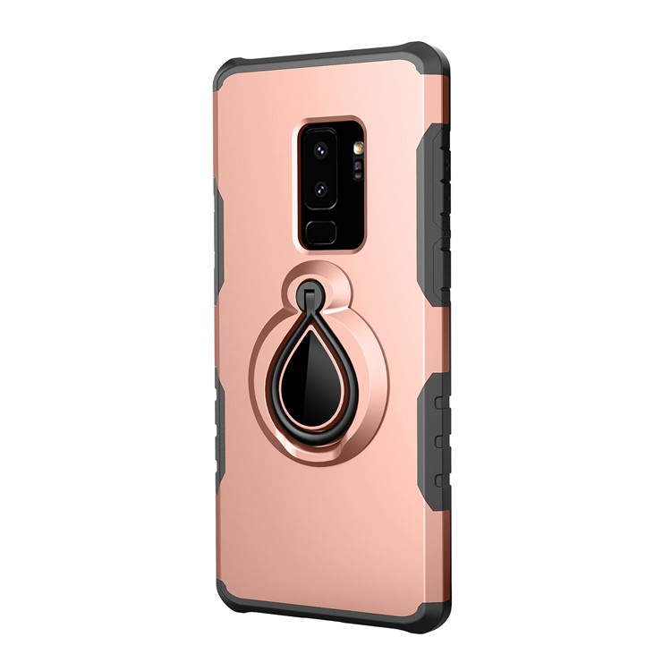 360° Rotating Kickstand PC + TPU Hybrid Cell Phone Case for Samsung Galaxy S9+ G965 (Built-in Metal Sheet) - Rose Gold-2