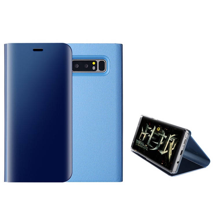

Plated Mirror Surface Leather Stand Mobile Phone Case for Samsung Galaxy Note 8 SM-N950 - Blue