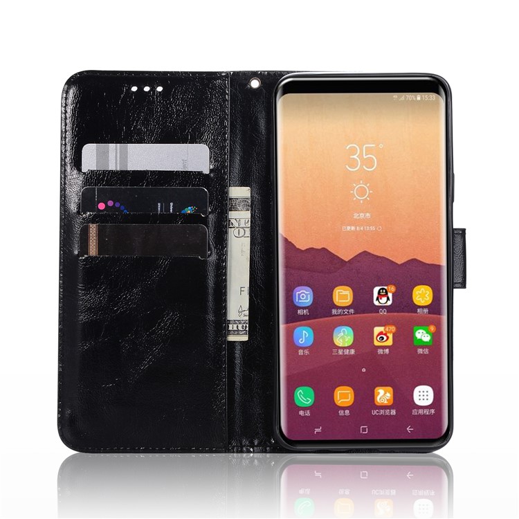 Premium Vintage PU Leather Stand Wallet Case for Samsung Galaxy S9+ G965 - Black-4