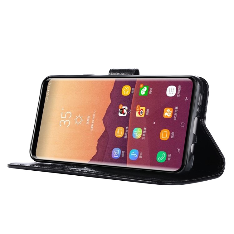 Premium Vintage PU Leather Stand Wallet Case for Samsung Galaxy S9+ G965 - Black-6