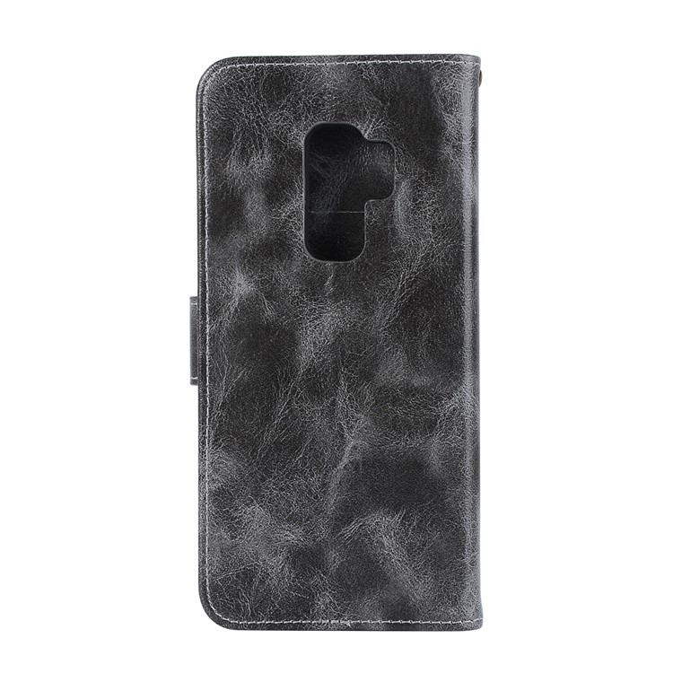 Premium Vintage PU Leather Stand Wallet Cover for Samsung Galaxy S9+ G965 - Grey-3