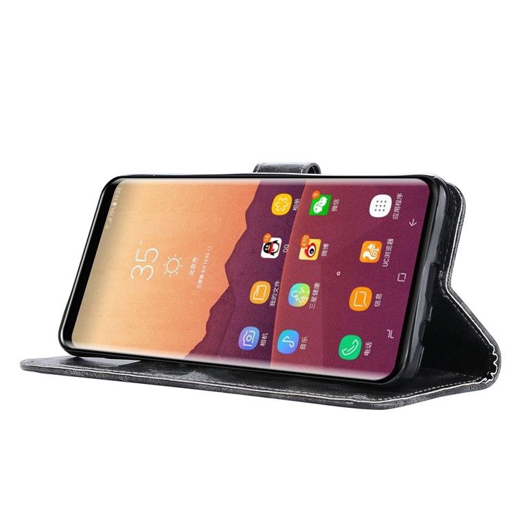 Premium Vintage PU Leather Stand Wallet Cover for Samsung Galaxy S9+ G965 - Grey-6