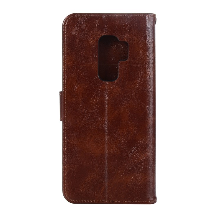 Premium Vintage PU Leather Stand Wallet Mobile Cover for Samsung Galaxy S9+ G965 - Coffee-3