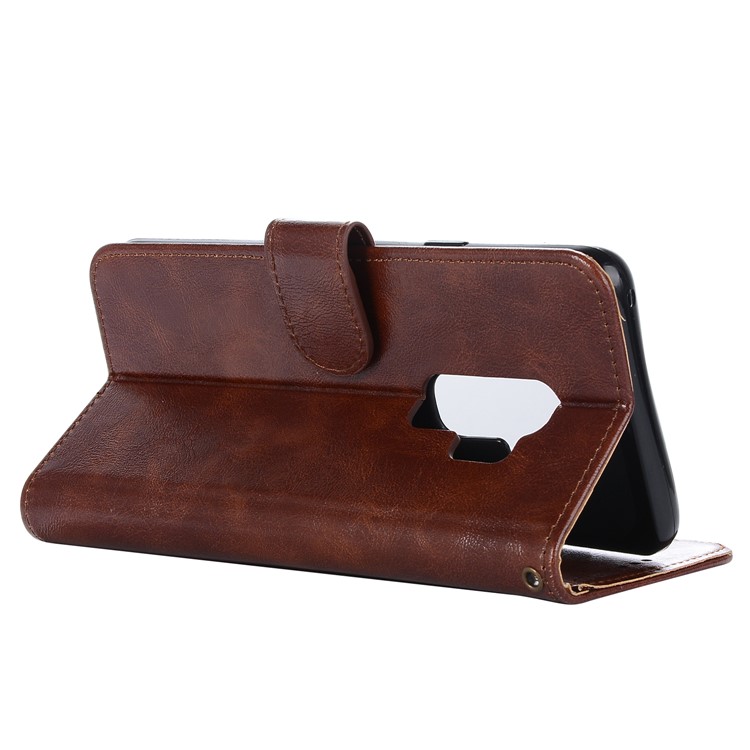Premium Vintage PU Leather Stand Wallet Mobile Cover for Samsung Galaxy S9+ G965 - Coffee-5