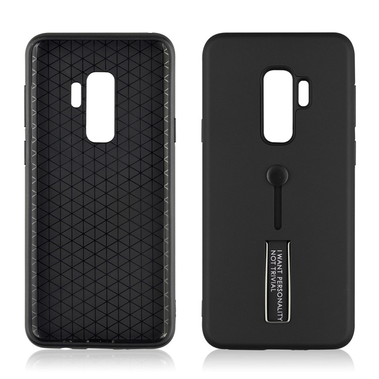 ANGIBABE Matte TPU + PC Hybrid Case with Kickstand for Samsung Galaxy S9+ - Black-3