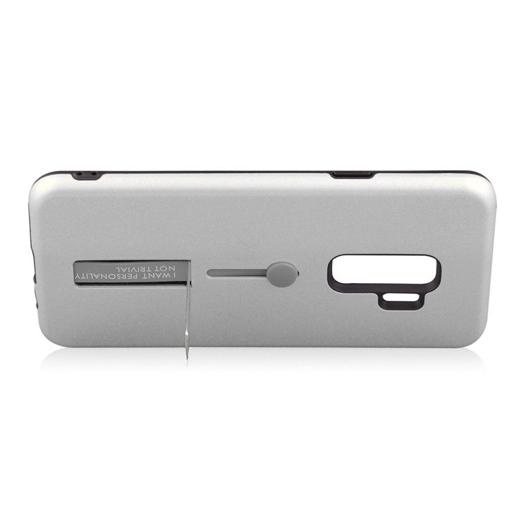 ANGIBABE Matte TPU + PC Hybrid Cover with Kickstand for Samsung Galaxy S9+ G965 - Silver-4