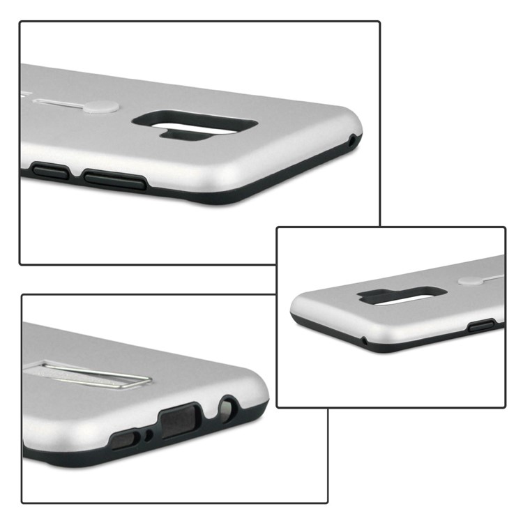 ANGIBABE Matte TPU + PC Hybrid Cover with Kickstand for Samsung Galaxy S9+ G965 - Silver-5
