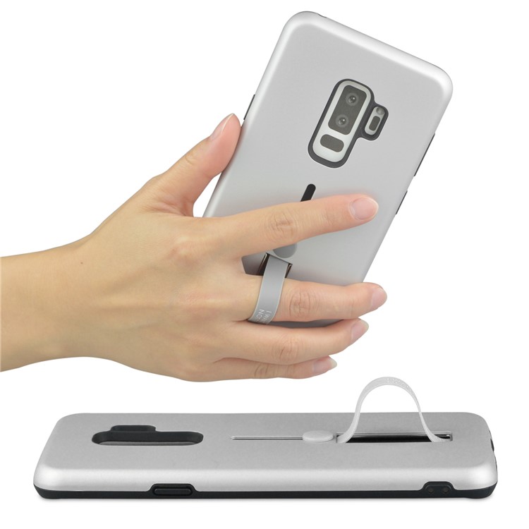 ANGIBABE Matte TPU + PC Hybrid Cover with Kickstand for Samsung Galaxy S9+ G965 - Silver-6