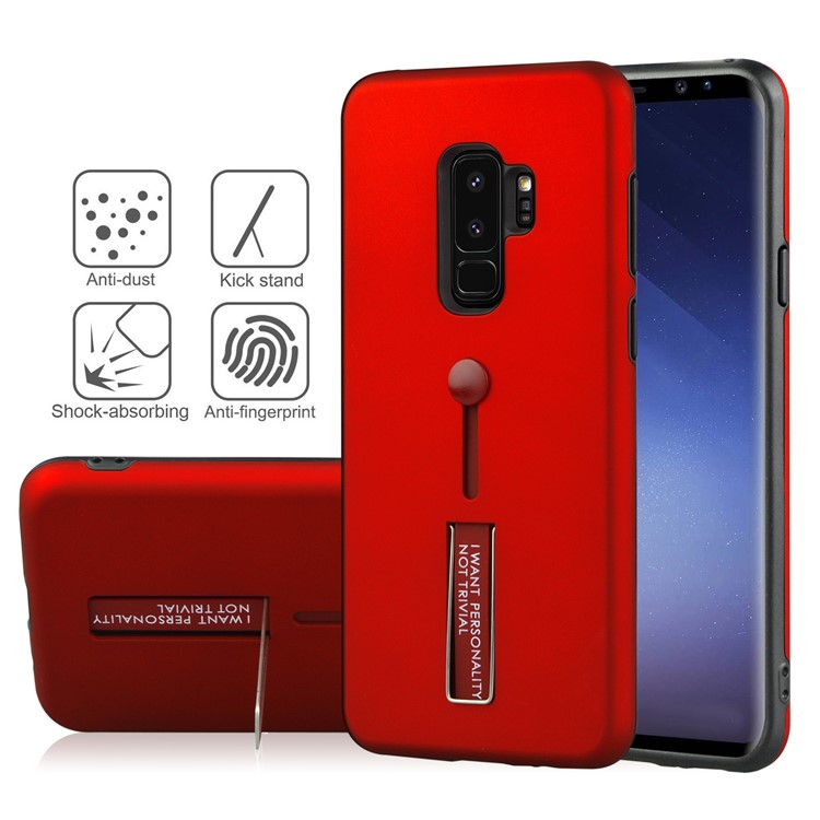 ANGIBABE Matte TPU + PC Hybrid Shell with Kickstand for Samsung Galaxy S9+ G965 - Red-2
