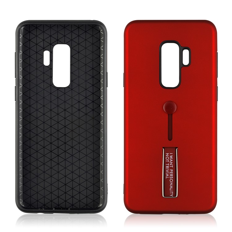 ANGIBABE Matte TPU + PC Hybrid Shell with Kickstand for Samsung Galaxy S9+ G965 - Red-3