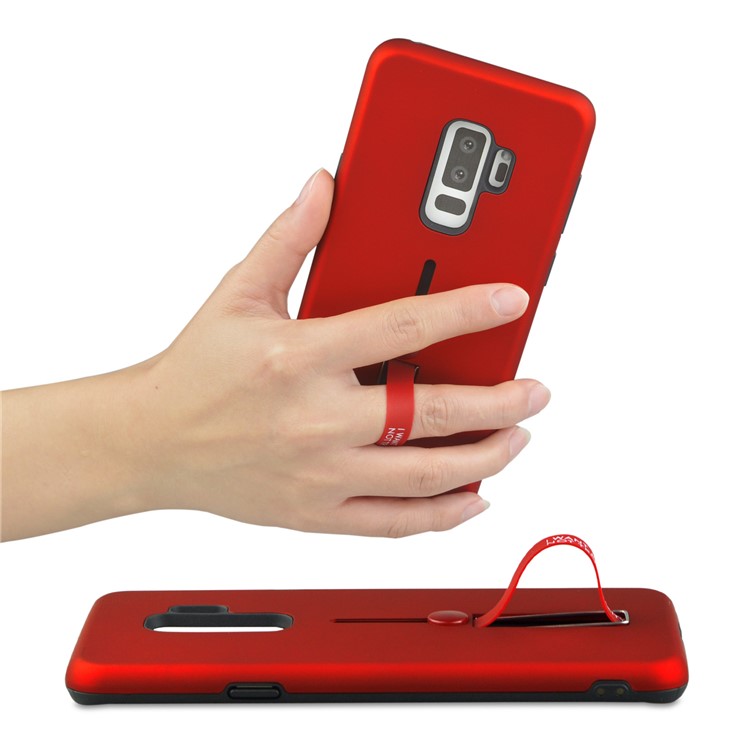 ANGIBABE Matte TPU + PC Hybrid Shell with Kickstand for Samsung Galaxy S9+ G965 - Red-6