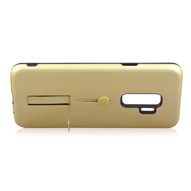 ANGIBABE Matte TPU + PC Hybrid Mobile Phone Case with Kickstand for Samsung Galaxy S9+ G965 - Gold-4
