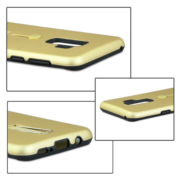 ANGIBABE Matte TPU + PC Hybrid Mobile Phone Case with Kickstand for Samsung Galaxy S9+ G965 - Gold-5