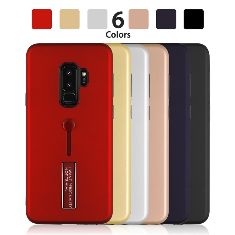 ANGIBABE Matte TPU + PC Hybrid Mobile Phone Case with Kickstand for Samsung Galaxy S9+ G965 - Gold-8