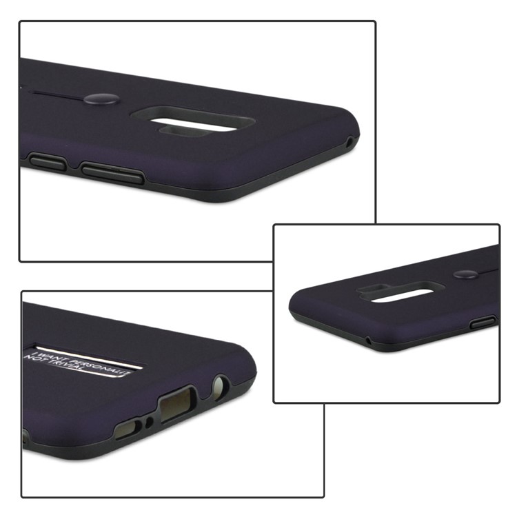 ANGIBABE Matte TPU + PC Hybrid Cell Phone Case with Kickstand for Samsung Galaxy S9 Plus G965 - Dark Blue-5