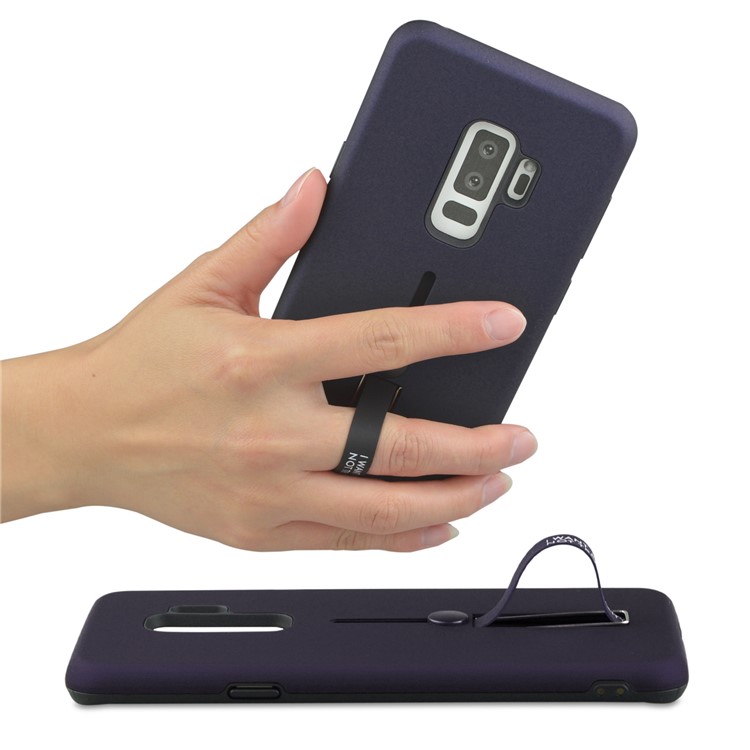 ANGIBABE Matte TPU + PC Hybrid Cell Phone Case with Kickstand for Samsung Galaxy S9 Plus G965 - Dark Blue-6