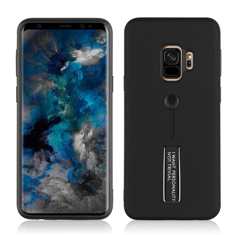 ANGIBABE Matte TPU + PC Hybrid Case with Kickstand for Samsung Galaxy S9 G960 - Black-1