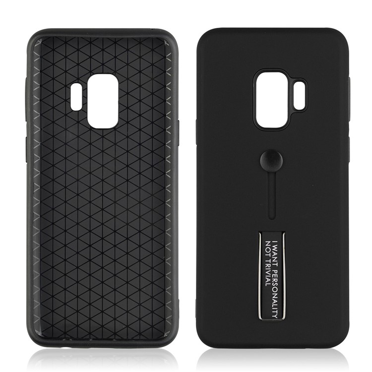 ANGIBABE Matte TPU + PC Hybrid Case with Kickstand for Samsung Galaxy S9 G960 - Black-3