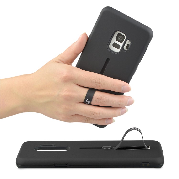 ANGIBABE Matte TPU + PC Hybrid Case with Kickstand for Samsung Galaxy S9 G960 - Black-6