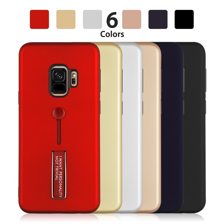 ANGIBABE Matte TPU + PC Hybrid Case with Kickstand for Samsung Galaxy S9 G960 - Black-8