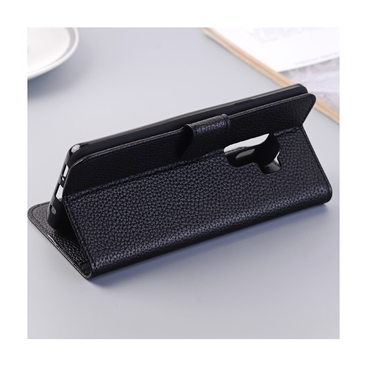 Litchi Texture PU Leather Wallet Stand Phone Case for Samsung Galaxy S9 Plus - Black-4