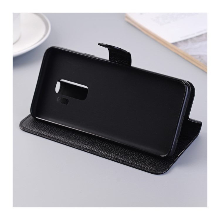 Litchi Texture PU Leather Wallet Stand Phone Case for Samsung Galaxy S9 Plus - Black-5