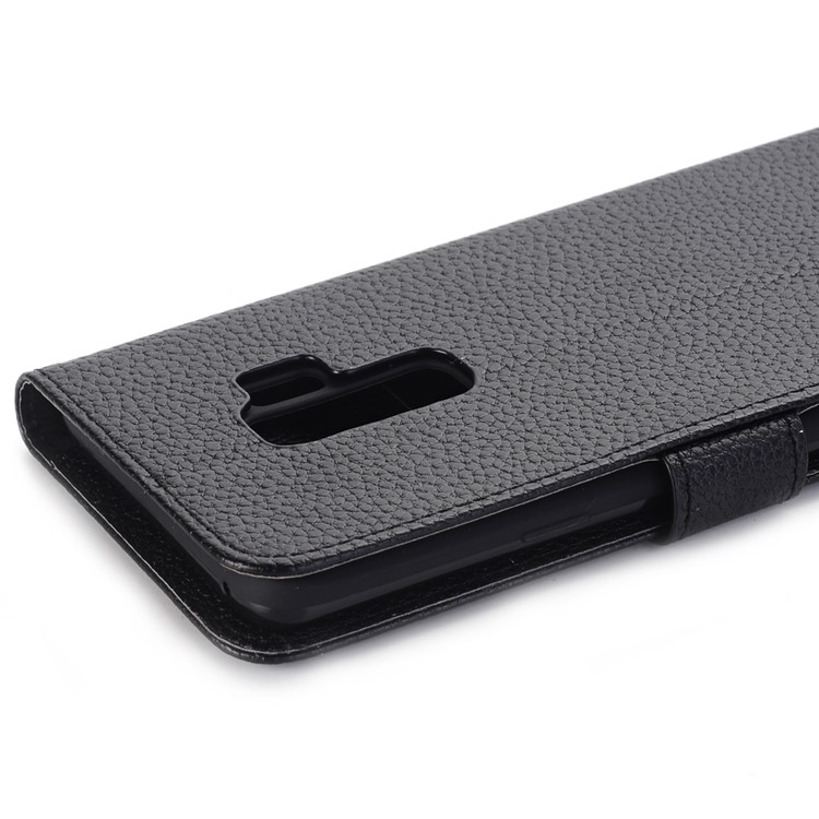 Litchi Texture PU Leather Wallet Stand Phone Case for Samsung Galaxy S9 Plus - Black-8